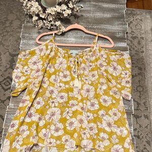 Veronica M Yellow and White Floral Blouse